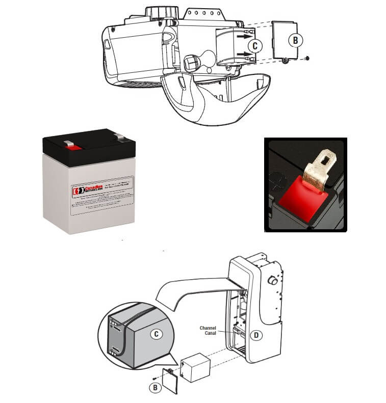 041A6357-1 for Chamberlain garage door opener, 12V 5Ah Sealed Lead Acid BB Generic