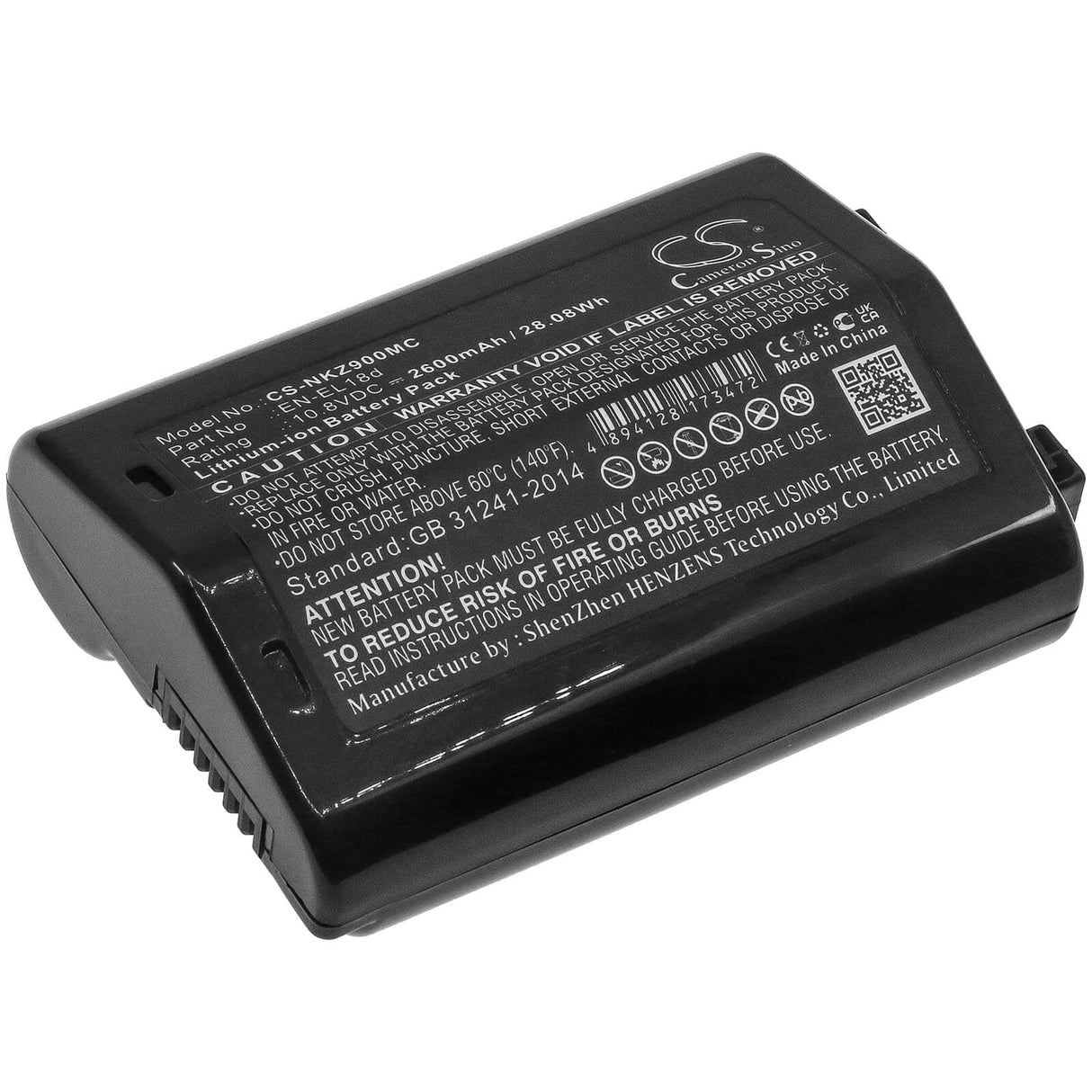 10.8V, Li-ion, 2600mAh, Camera battery fits Nikon, En-el18d, D6, Z9, 28.08Wh Camera Cameron Sino Technology Limited (Camera)