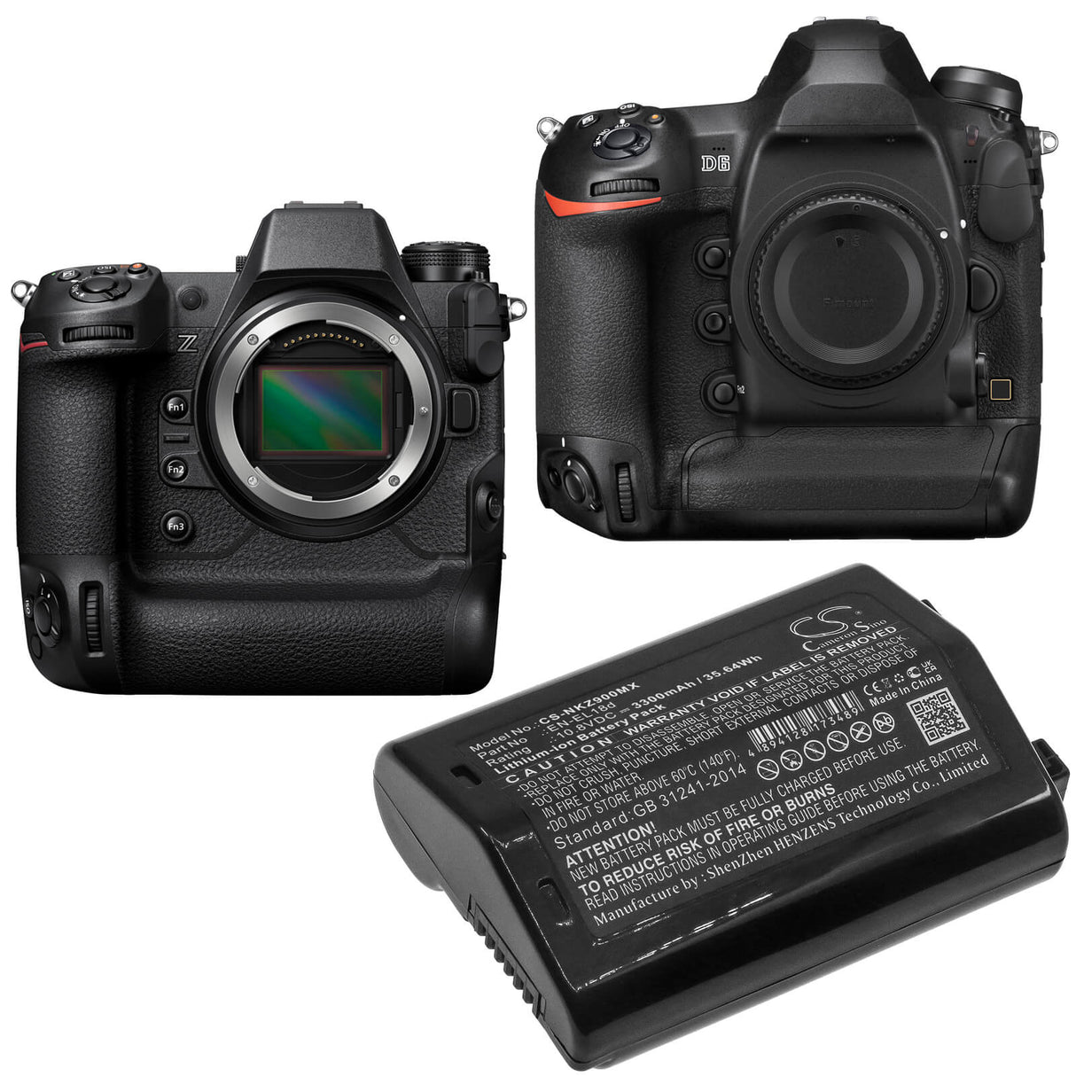 10.8V, Li-ion, 3300mAh, Camera battery fits Nikon, En-el18d, D6, Z9, 35.64Wh Camera Cameron Sino Technology Limited (Camera)
