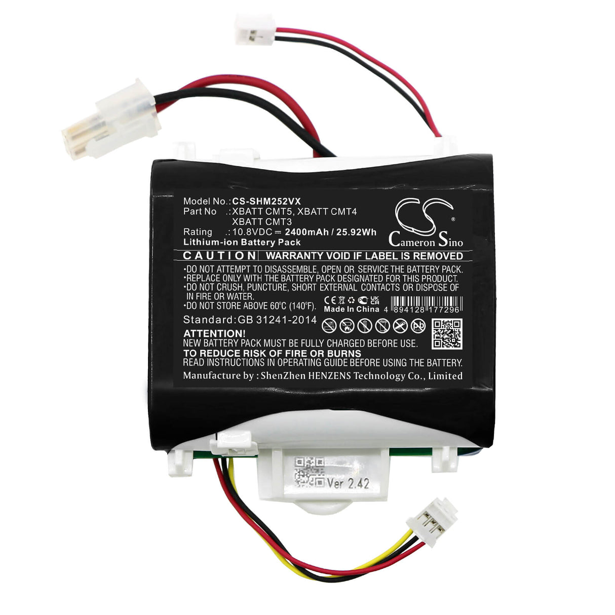 10.8V, Li-ion, 2400mAh, Vacuum battery fits Shark, Qm250, Vacmop Pro, Vm251, 25.92Wh Vacuum Cameron Sino Technology Limited (Suspended)