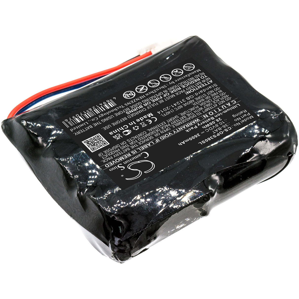 10.8V, Li-ion, 2600mAh, Batterie d'équipement compatible avec Olympus, 38-bat, 38DL Plus Épaisseur Ultrasonique, 38dl Plus Épaisseur Ultrasonique, 28.08Wh Équipement, Enquête, Test Cameron Sino Technology Limited