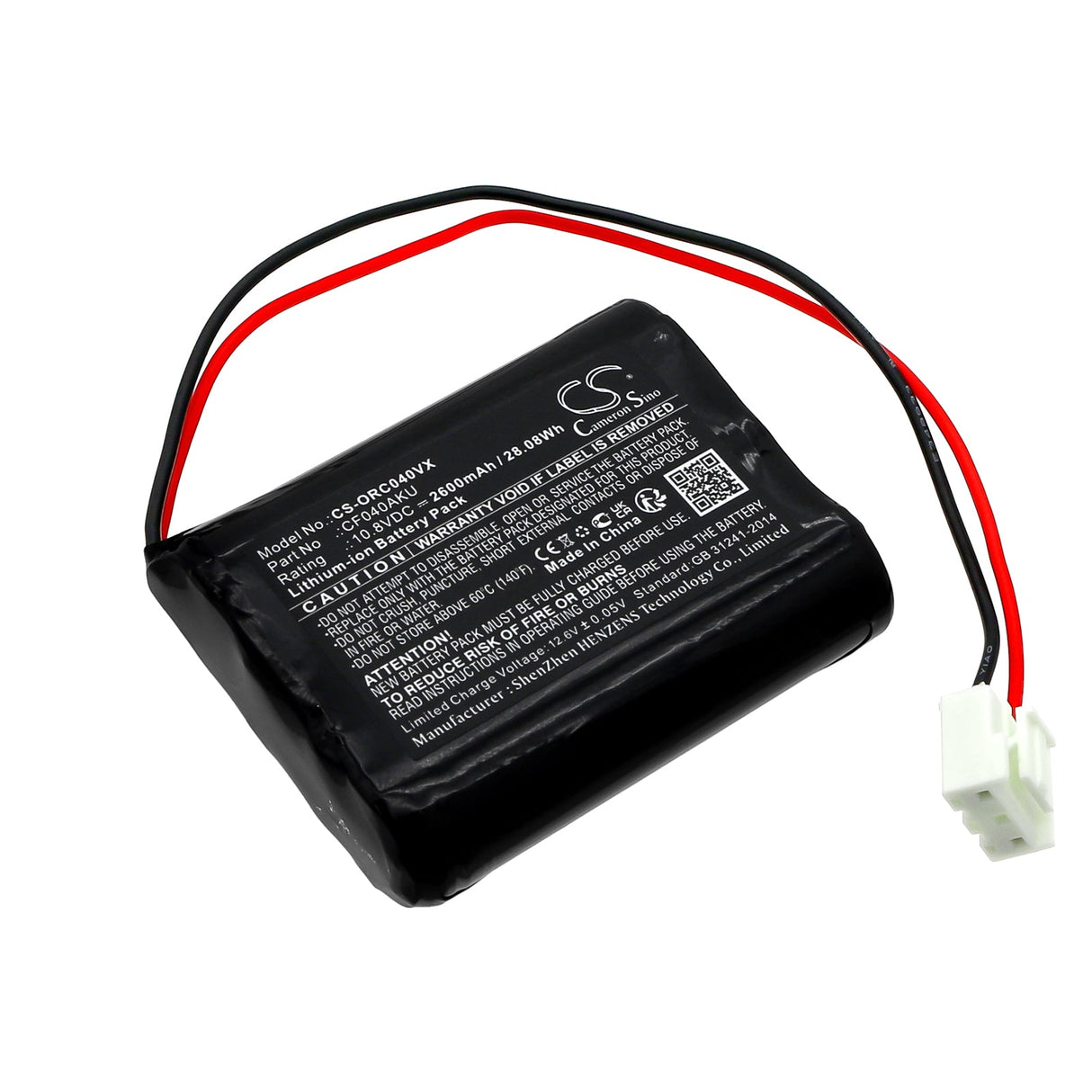 10.8v, Li-ion, 2600mah, Vacuum Battery Fits Orca 40, 28.08wh Vacuum Cameron Sino Technology Limited