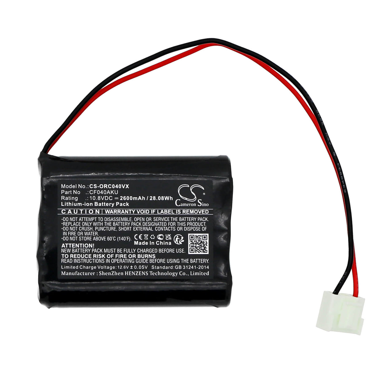 10.8v, Li-ion, 2600mah, Vacuum Battery Fits Orca 40, 28.08wh Vacuum Cameron Sino Technology Limited
