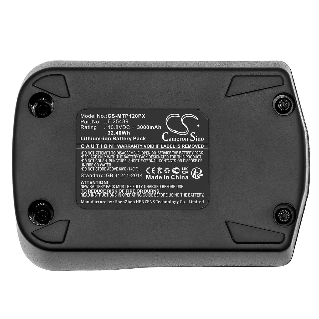 10.8V, Li-ion, 3000mAh, batterie pour outils électriques compatible avec Metabo, 6.25439, Powerimpact 12, Powerled 12, 32.4Wh outils électriques Cameron Sino Technology Limited (outils électriques)