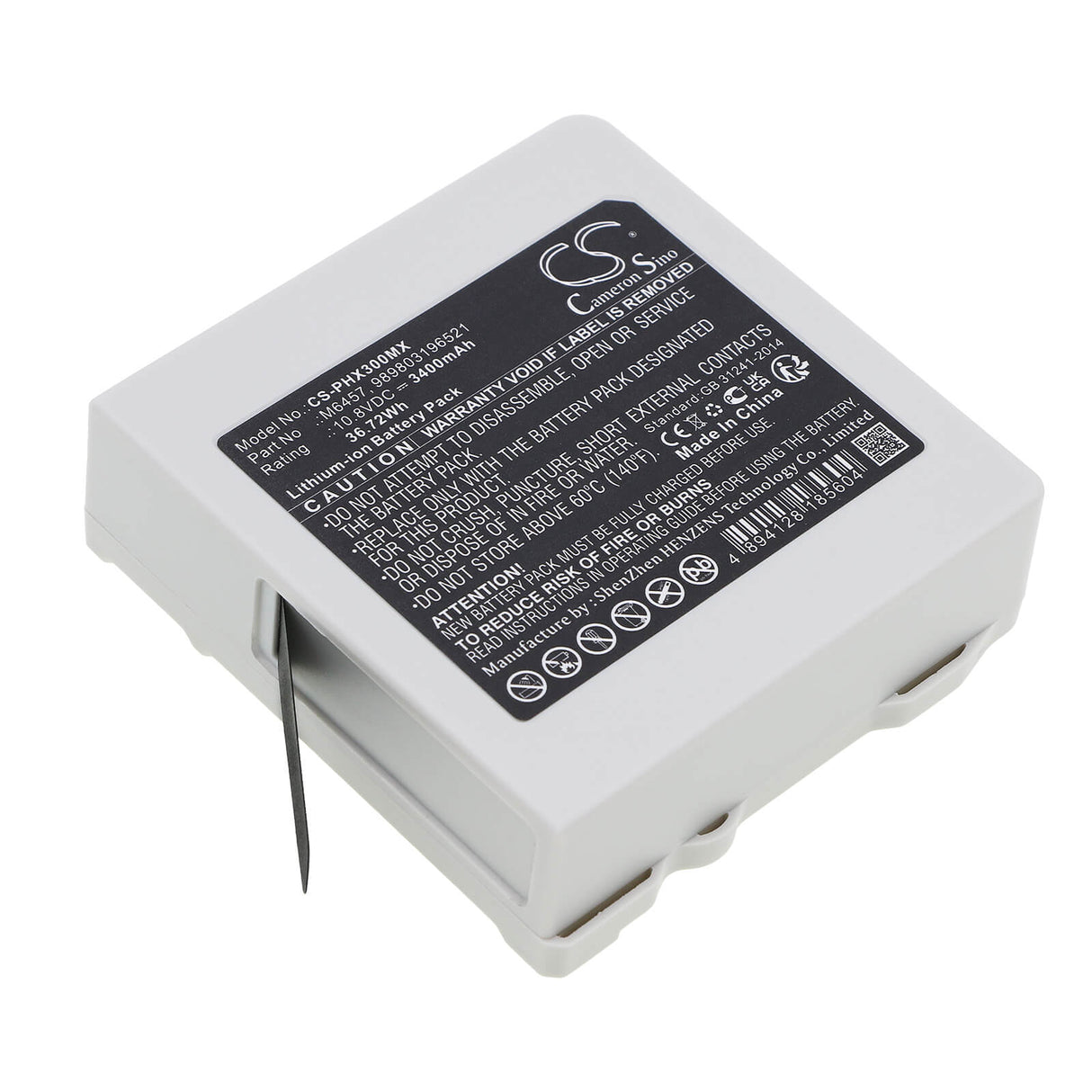 10.8V, Li-ion, 3400mAh, Batterie médicale compatible avec Philips, 989803196521, 867030, 867033, 36.72Wh Médical Cameron Sino Technology Limited (Suspendu)