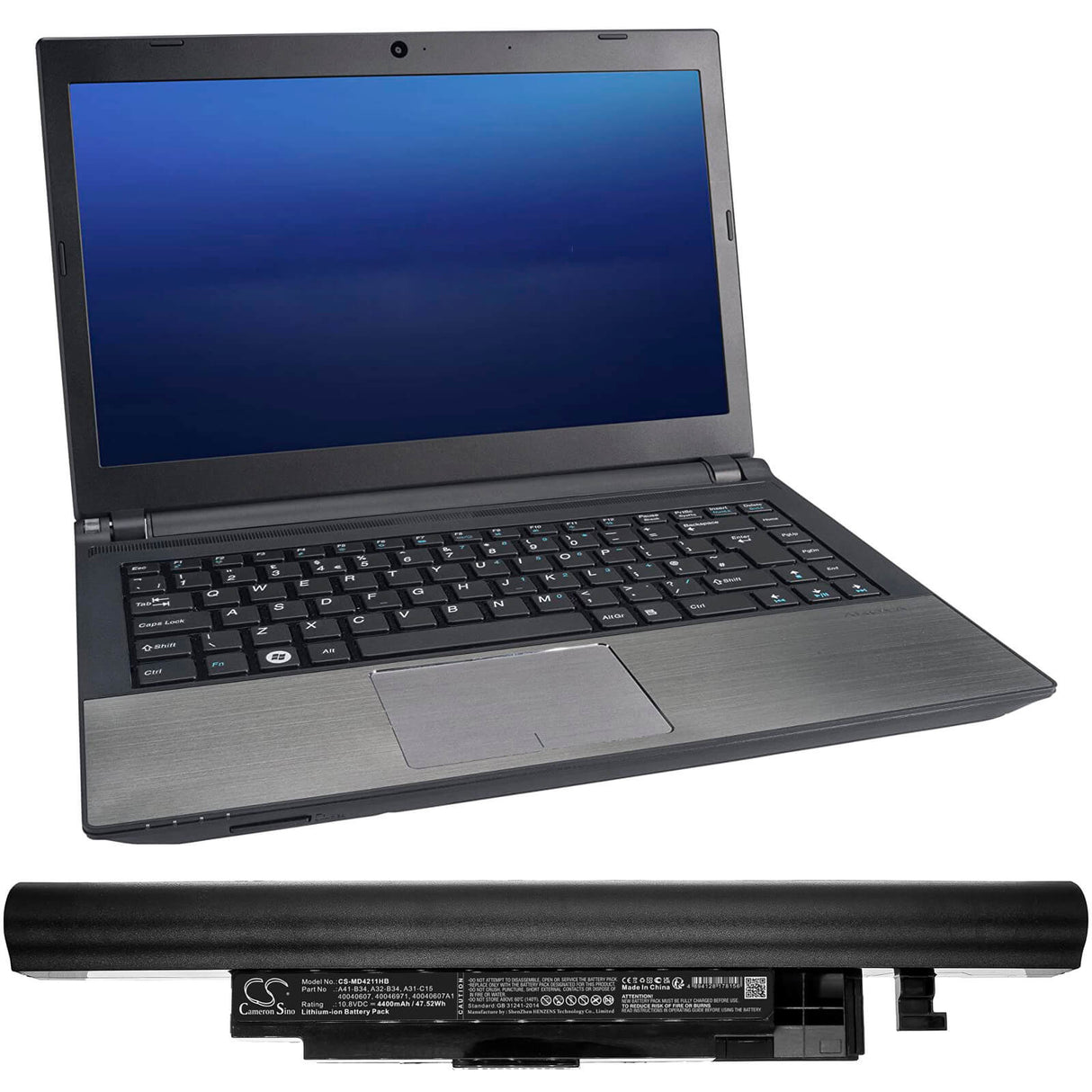 10.8v, Li-ion, 4400mah, Battery Fits Medion, Akoya 6240t, Akoya E6237, 47.52wh Notebook, Laptop Cameron Sino Technology Limited