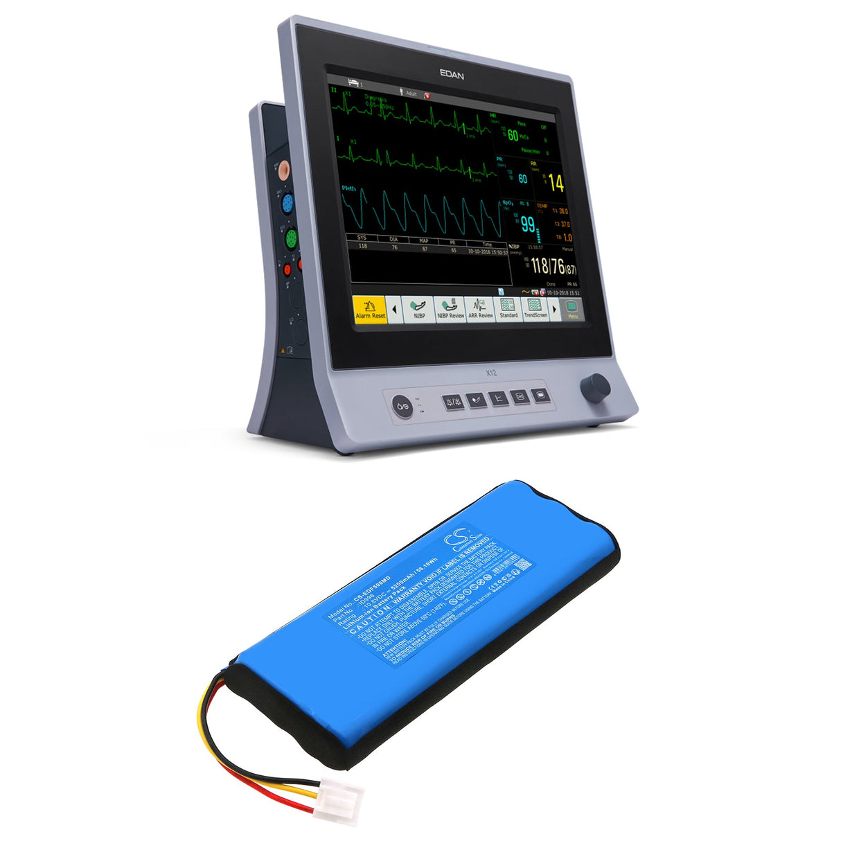 10,8V, Li-ion, 5200mAh, Batterie médicale compatible avec Edan, F15, X12, 56,16Wh Cameron Sino Technology Limited (Médical)
