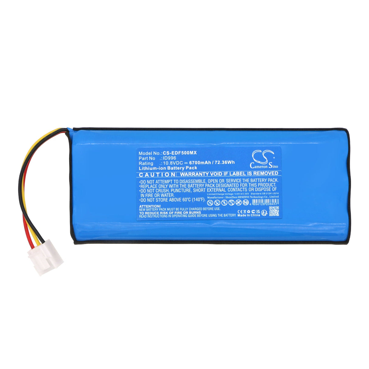 10.8V, Li-ion, 6700mAh, Batterie médicale compatible avec Edan, F15, X12, 72.36Wh Médical Cameron Sino Technology Limited (Médical)