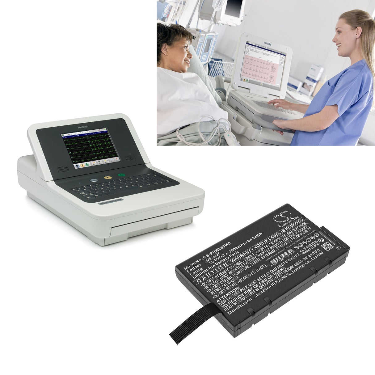 10.8V, Li-ion, 7800mAh, Medical battery fits Philips, Pagewriter Tc20, Pagewriter Tc30, 84.24Wh Medical Cameron Sino Technology Limited (Medical)