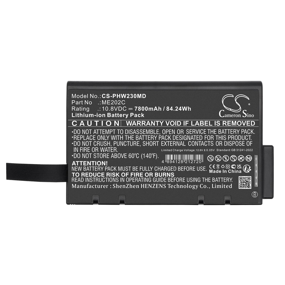 10.8V, Li-ion, 7800mAh, Medical battery fits Philips, Pagewriter Tc20, Pagewriter Tc30, 84.24Wh Medical Cameron Sino Technology Limited (Medical)