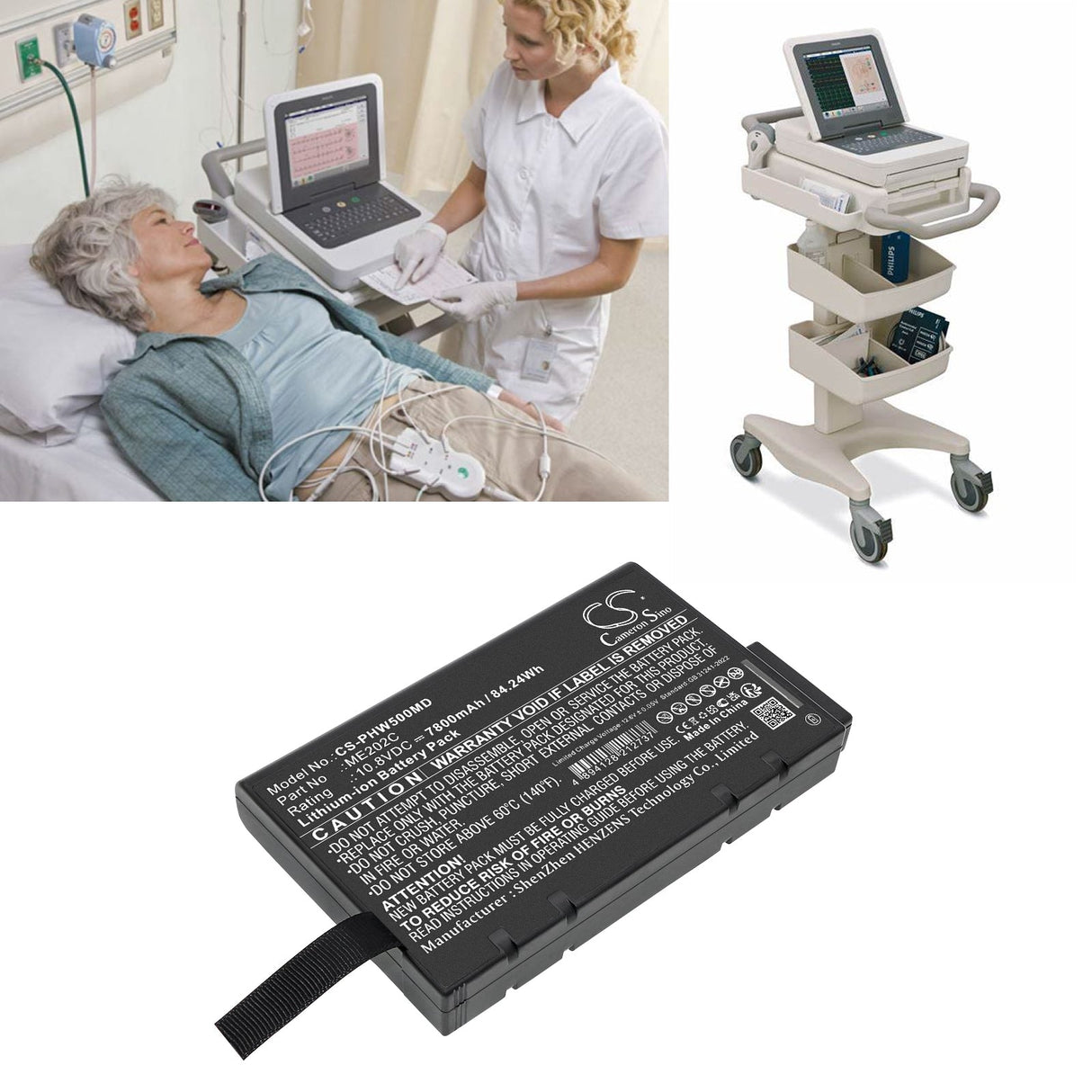 10.8V, Li-ion, 7800mAh, Medical battery fits Philips, Pagewriter Tc50, 84.24Wh Medical Cameron Sino Technology Limited (Medical)