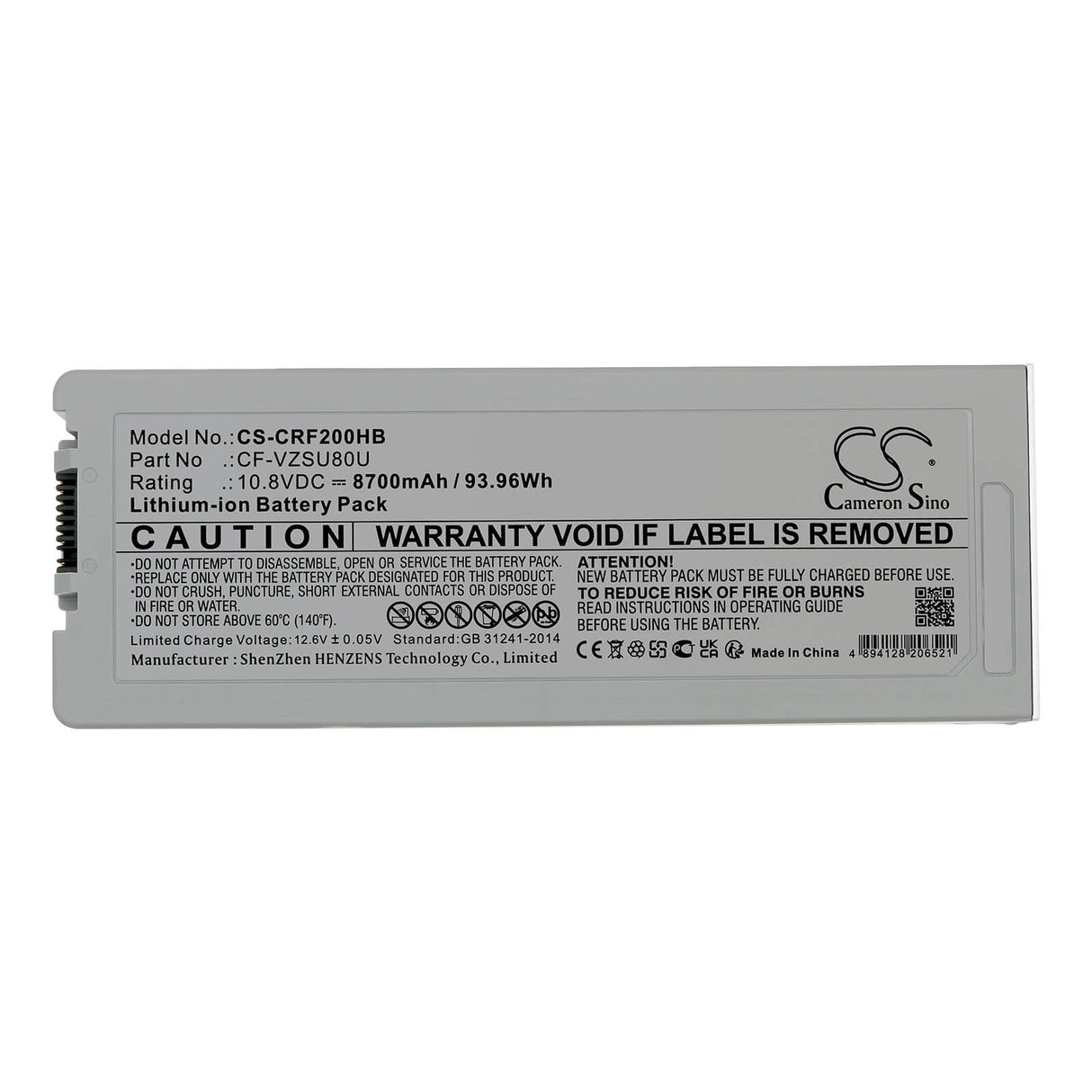 10.8V, Li-ion, 8700mAh Notebook, Laptop Battery fits Panasonic, Toughbook Cf-c2, Toughbook Cf-c2 Mk1, 93.96Wh Notebook, Laptop Cameron Sino Technology Limited