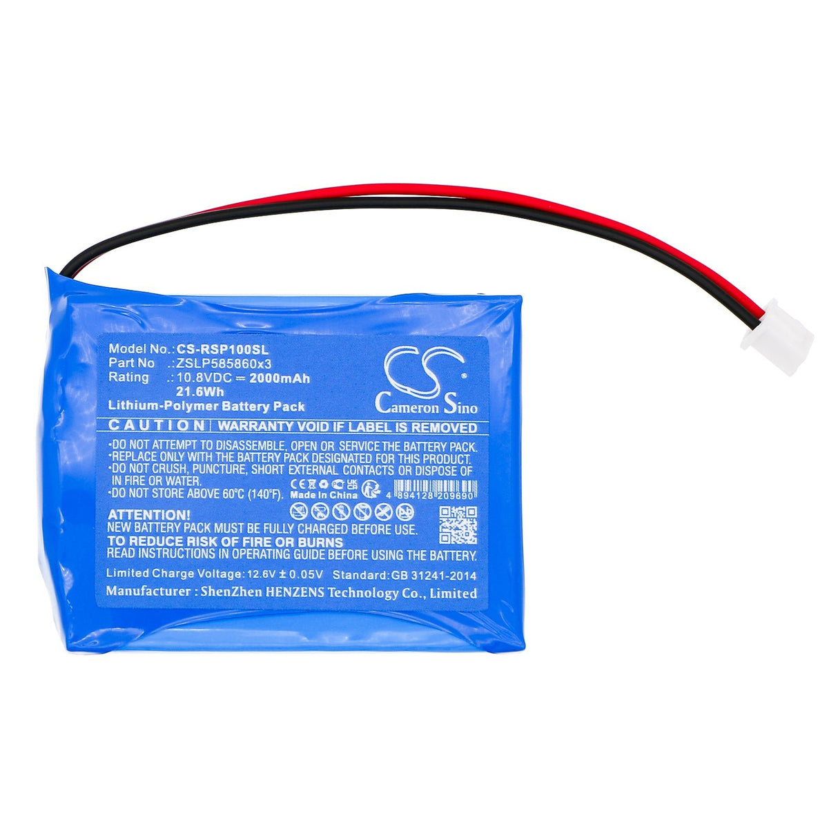 10,8V, Li-Polymer, 2000mAh, batterie de caisse enregistreuse compatible avec Ratiotec, Rapidcount Compact, 21,6Wh Caisse enregistreuse Cameron Sino Technology Limited