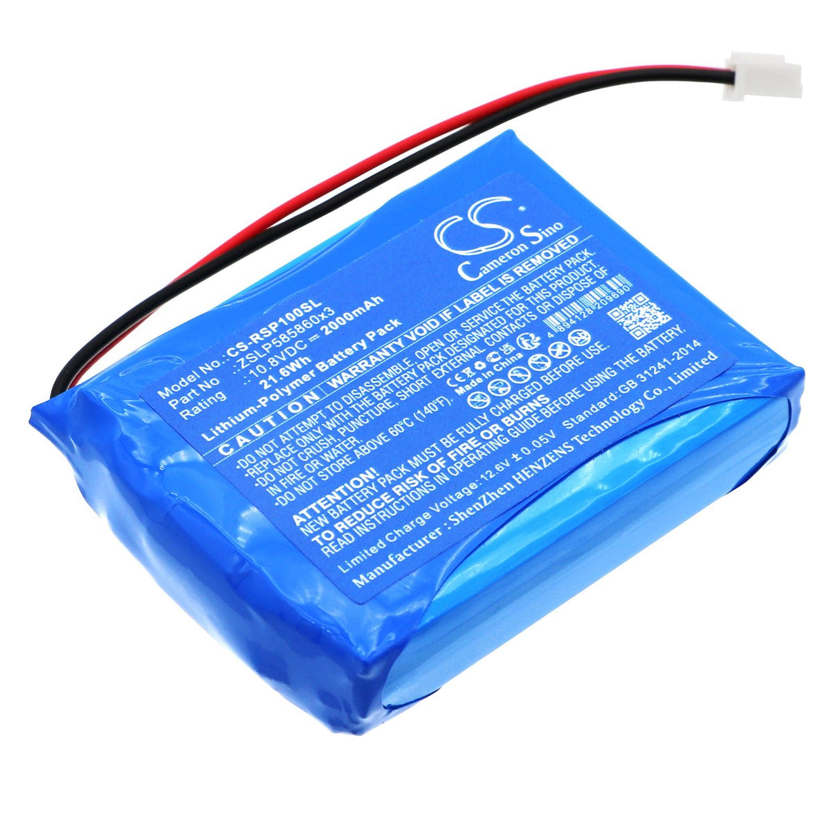 10,8V, Li-Polymer, 2000mAh, batterie de caisse enregistreuse compatible avec Ratiotec, Rapidcount Compact, 21,6Wh Caisse enregistreuse Cameron Sino Technology Limited