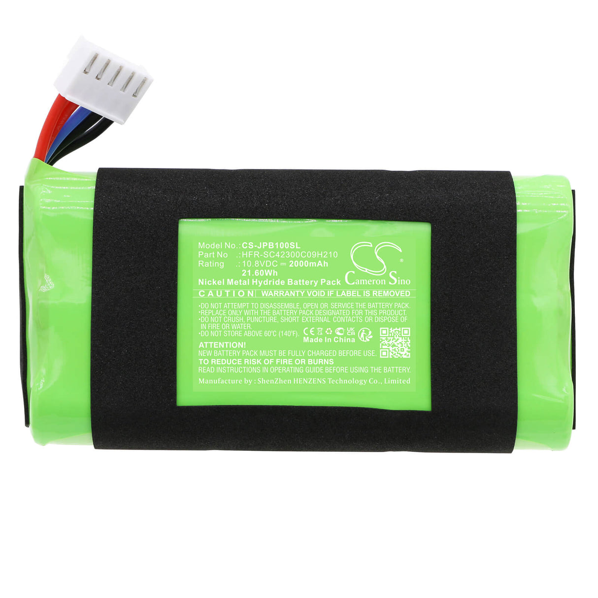 10,8V, Ni-MH, 2000mAh, Batterie de haut-parleur compatible avec Jbl, Basspro Go, 21,60Wh Haut-parleur Cameron Sino Technology Limited