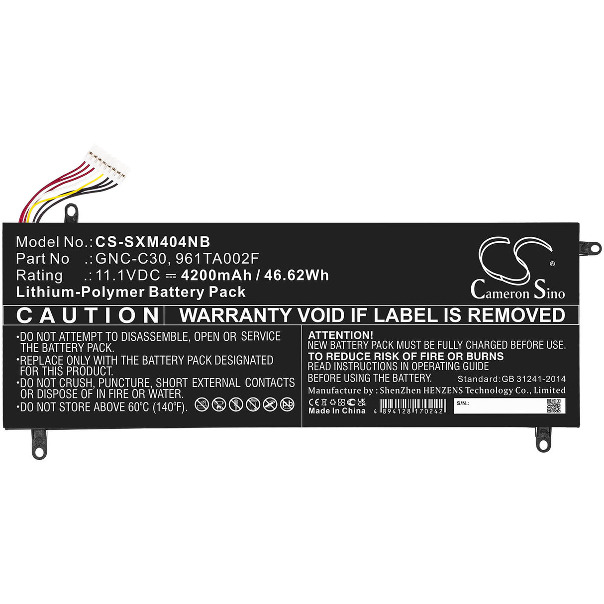 11.1v, 4200mah, Li-polymer Battery Fit's Gigabyte, P34g V1, P34g V2, P34g-cf1, 46.62wh Notebook, Laptop Cameron Sino Technology Limited