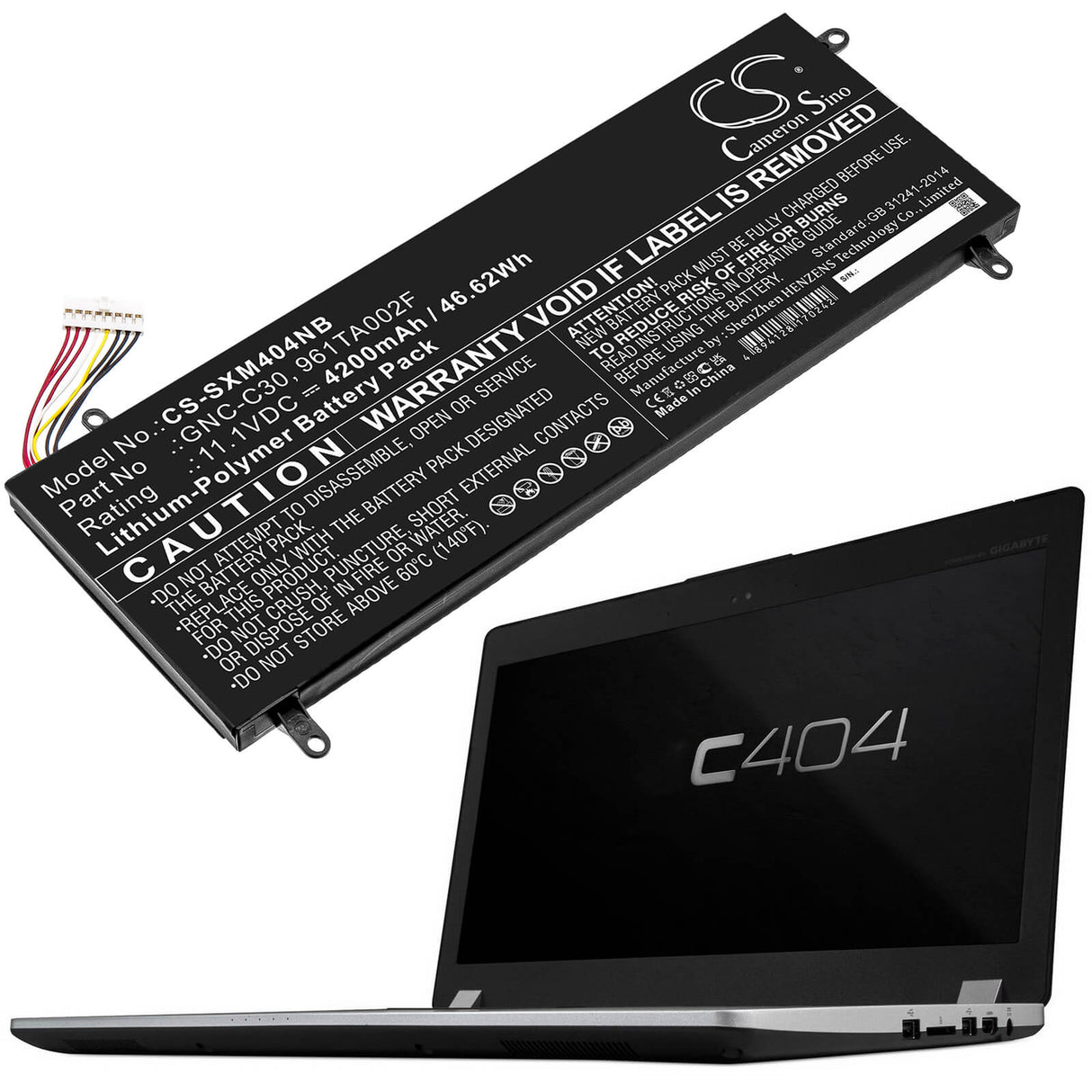11.1v, 4200mah, Li-polymer Battery Fit's Gigabyte, P34g V1, P34g V2, P34g-cf1, 46.62wh Notebook, Laptop Cameron Sino Technology Limited