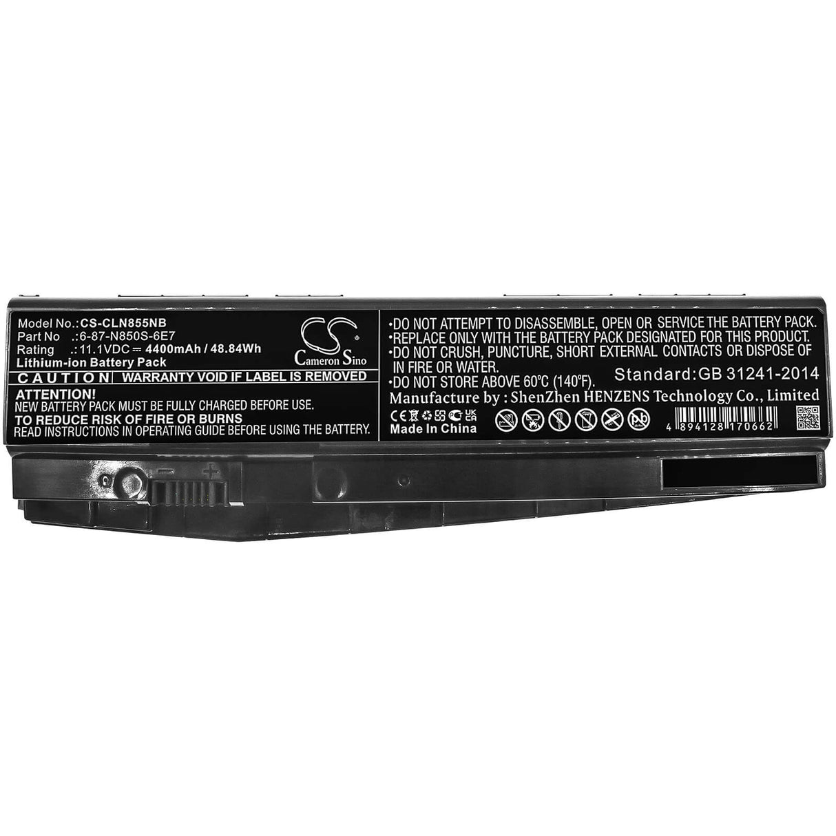 11.1v, 4400mah, Batterie Li-ion Convient à Clevo, N850, N850ek1, N850el, 48.84wh Notebook, Laptop Cameron Sino Technology Limited