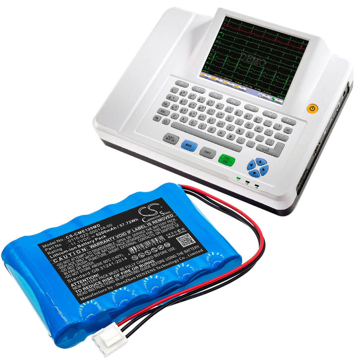 11.1V, Li-ion, 5200mAh, Medical battery fits Comen, 0110-022-000124-00, Cm-1200a Ecg, 57.72Wh Medical Cameron Sino Technology Limited (Medical)