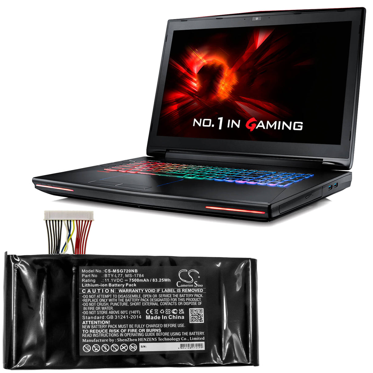 11.1v, 7500mah, Li-ion Battery Fit's Msi, 2qe-212cn, 9s7-178541-462, Gt72 2pc Dominator, 83.25wh Notebook, Laptop Cameron Sino Technology Limited