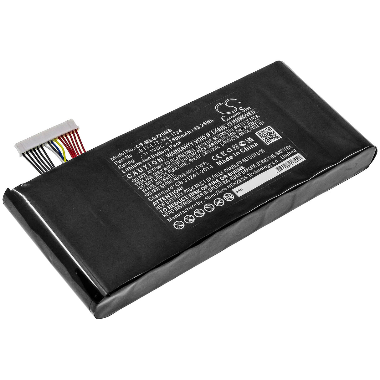 11.1v, 7500mah, Li-ion Battery Fit's Msi, 2qe-212cn, 9s7-178541-462, Gt72 2pc Dominator, 83.25wh Notebook, Laptop Cameron Sino Technology Limited