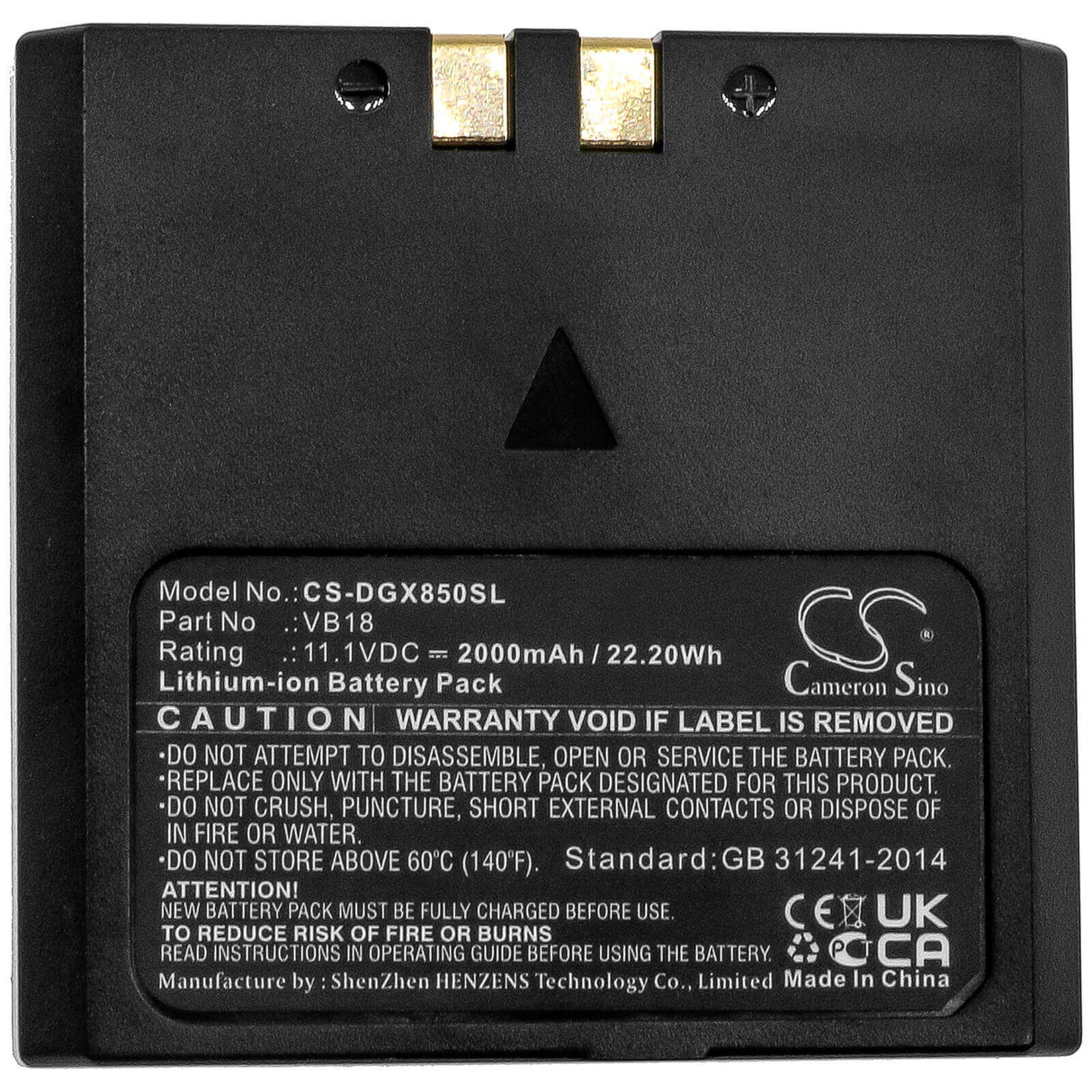 11.1V, Li-ion, 2000mAh, batterie d'éclairage stroboscopique compatible avec Flashpoint, Godox, Fplfsmzlrb, Vb-18, Zoom Li-on Flash, 22.2Wh Éclairage stroboscopique Cameron Sino Technology Limited