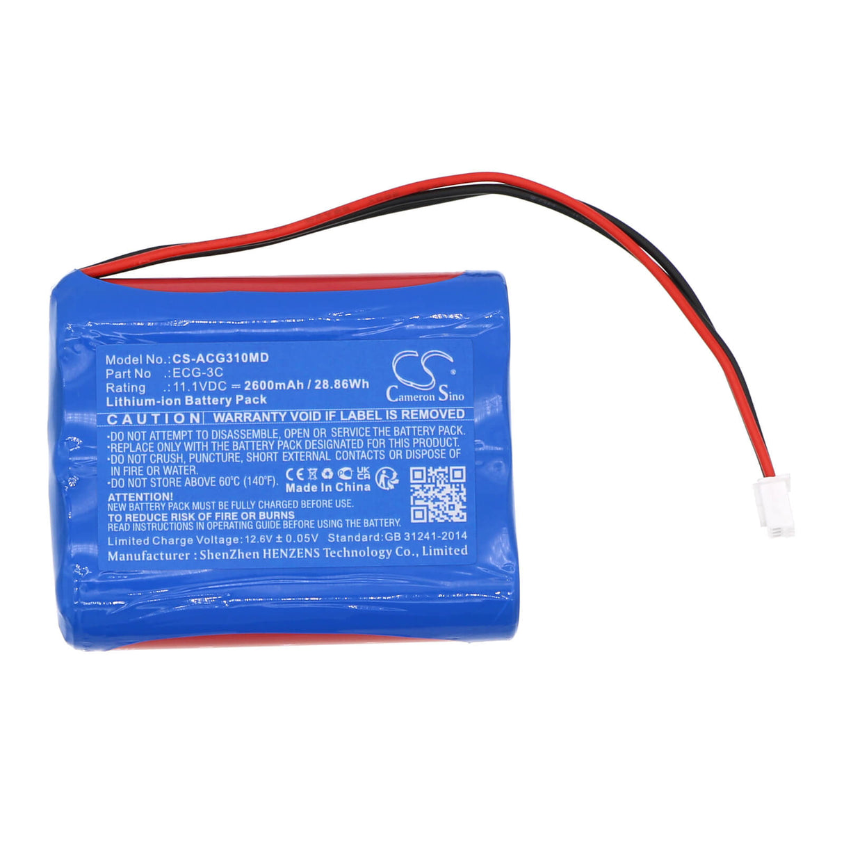 11.1V, Li-ion, 2600mAh, Batterie médicale compatible avec Aricon, Ecg-3c, 28.86Wh Medical Cameron Sino Technology Limited (Médical)