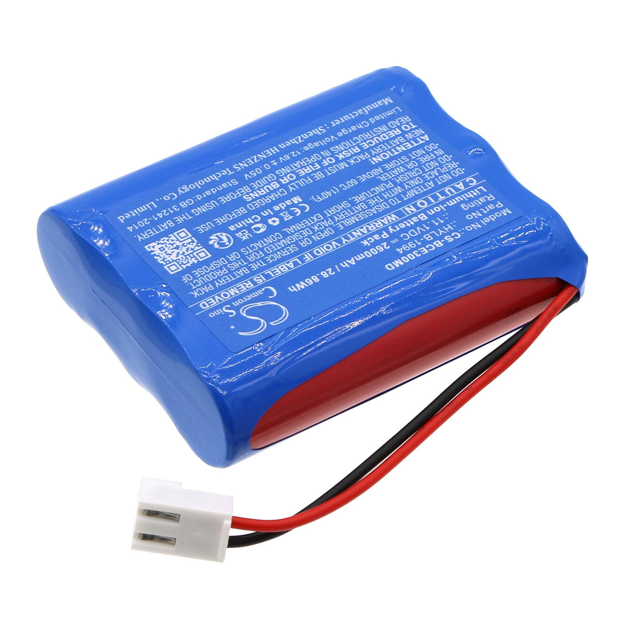 11.1V, Li-ion, 2600mAh, Batterie médicale compatible avec Biocare, 2030046, Ie101, Ie3000, 28.86Wh Médical Cameron Sino Technology Limited (Médical)
