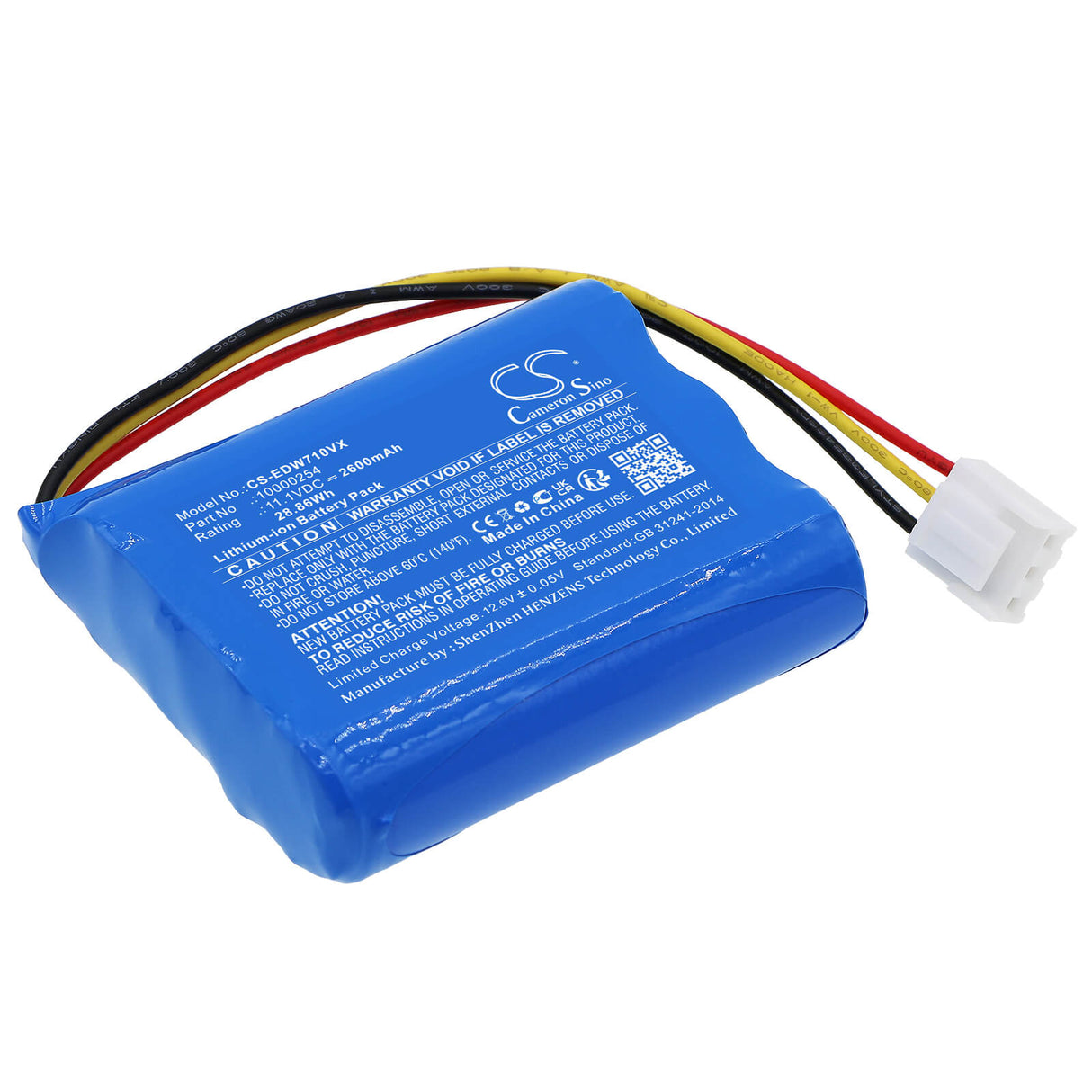 11.1V, Li-ion, 2600mAh, Vacuum battery fits Ecovacs, Tbw60, W720, W733, 28.86Wh Vacuum Cameron Sino Technology Limited