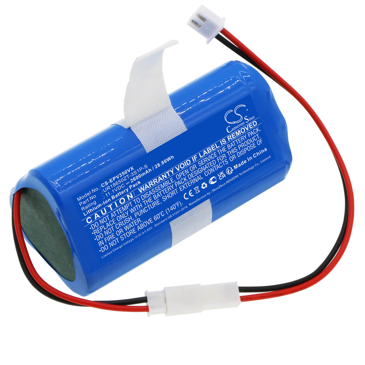 11.1V, Li-ion, 2600mAh, Vacuum battery fits Electropan, Ilife V3s, 28.86Wh Vacuum Cameron Sino Technology Limited