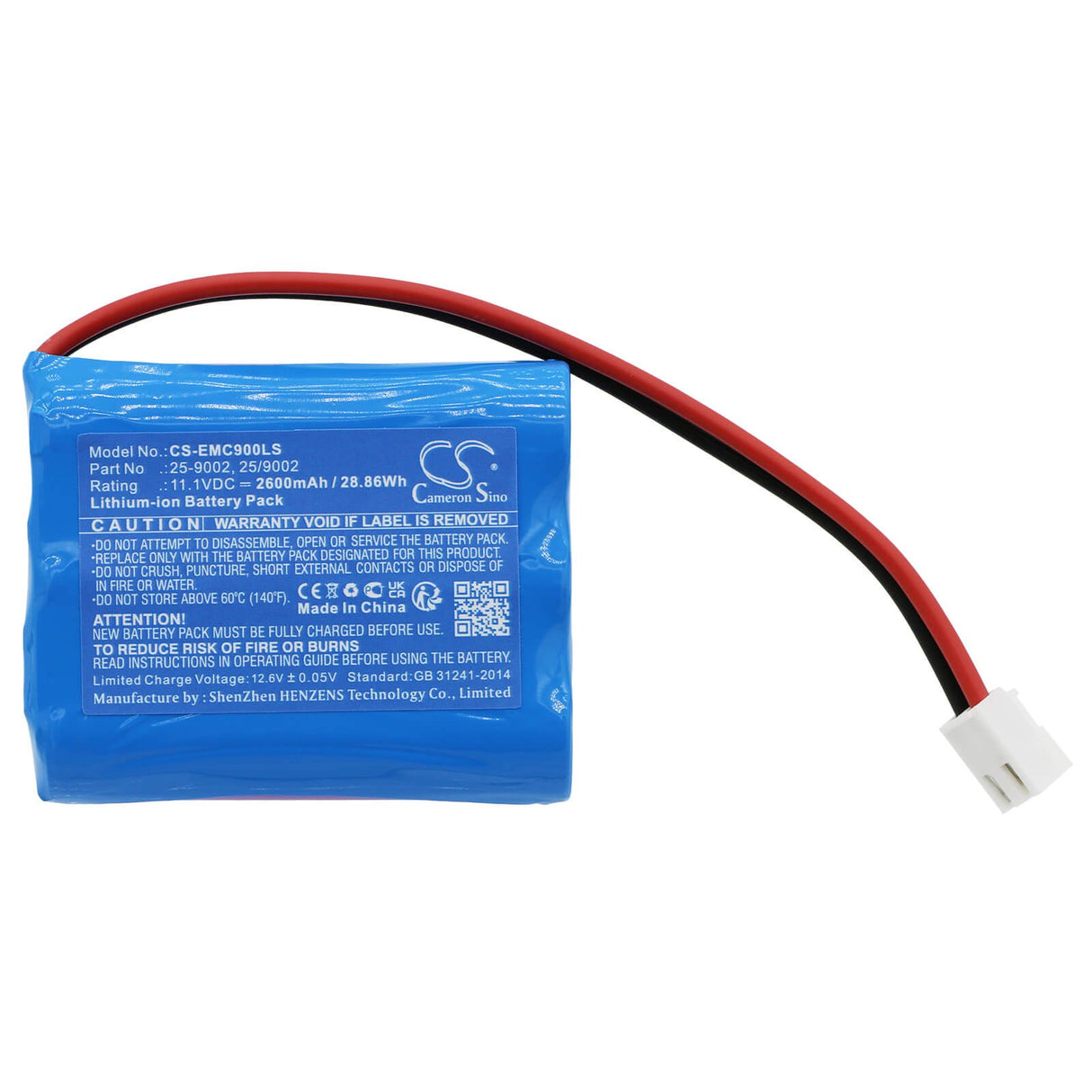 11.1V, Li-ion, 2600mAh, Emergency Lighting battery fits Satco/nuvo, 25/9002, Freedom Emergency Fixture ( 25, 28.86Wh Emergency Lighting Cameron Sino Technology Limited