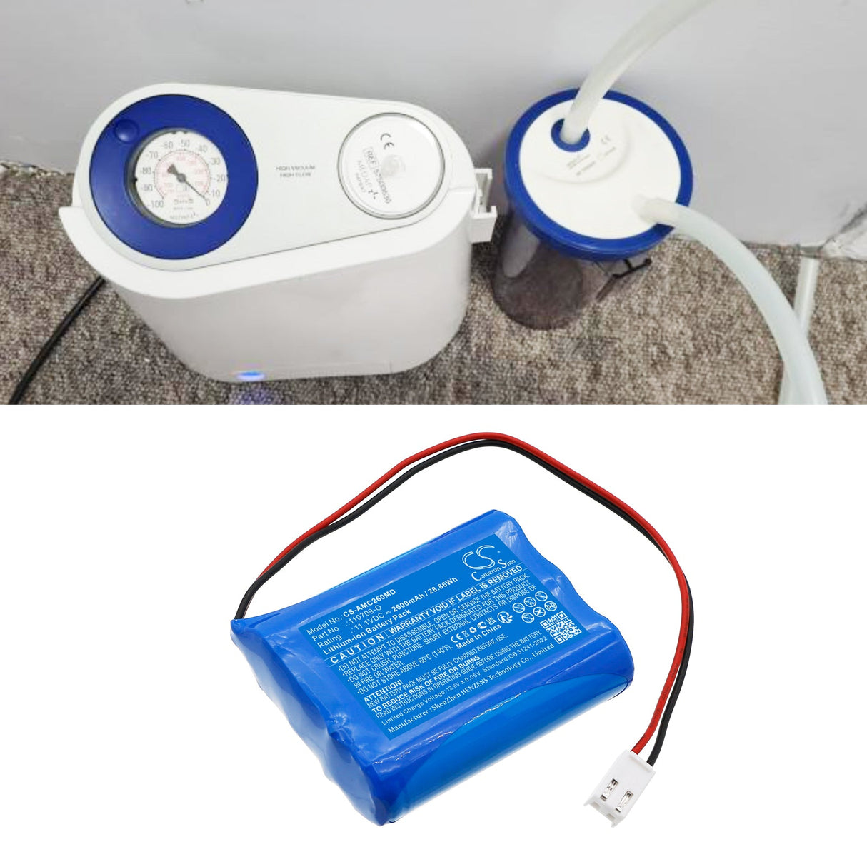 11.1V, Li-ion, 2600mAh, Batterie médicale compatible avec Atoms, Carry Care 26, Cc26, 28.86Wh Medical Cameron Sino Technology Limited (Médical)