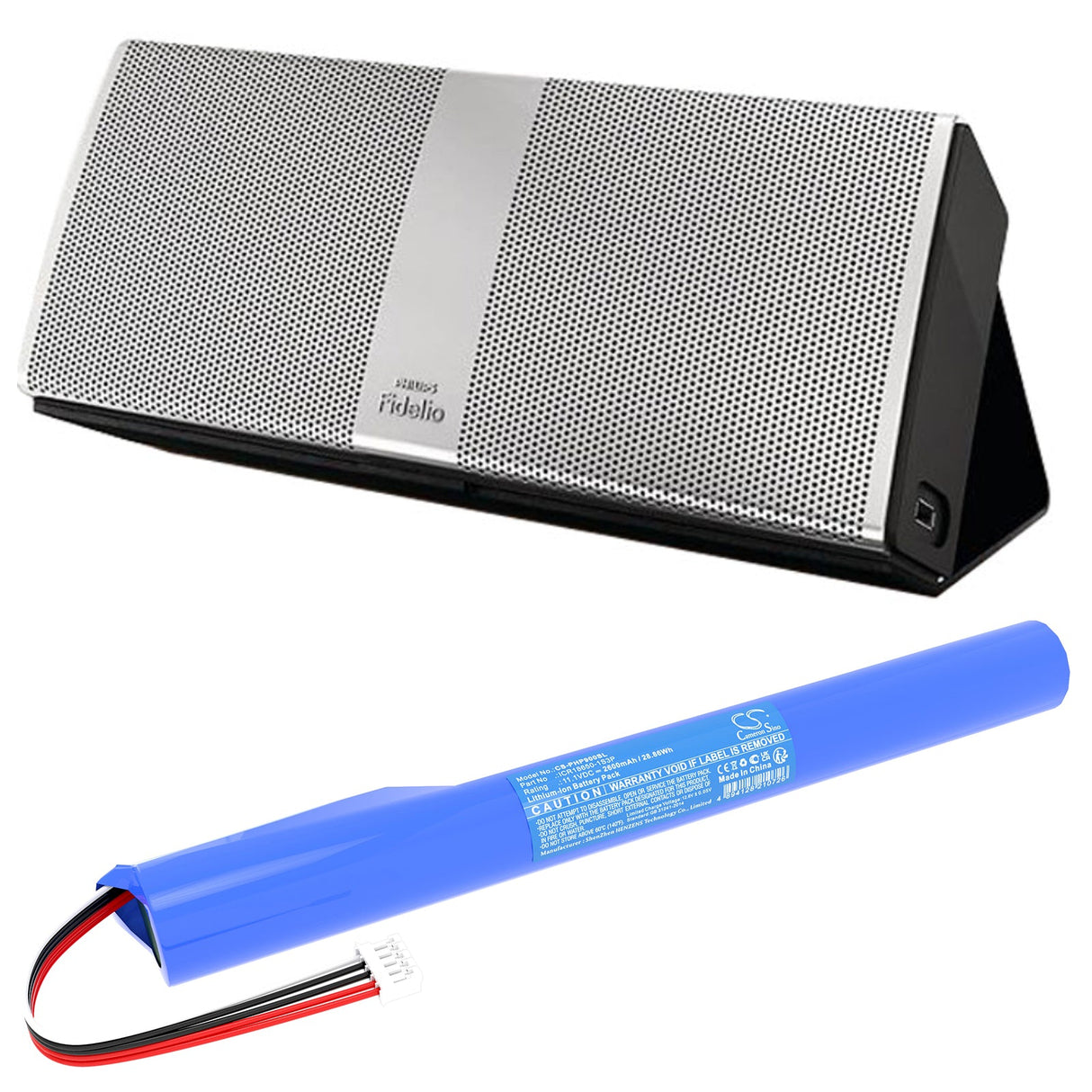 11.1V, Li-ion, 2600mAh, Batterie de haut-parleur compatible avec Philips, Fidelio P9, P9blk/98, 28.86Wh Haut-parleur Cameron Sino Technology Limited