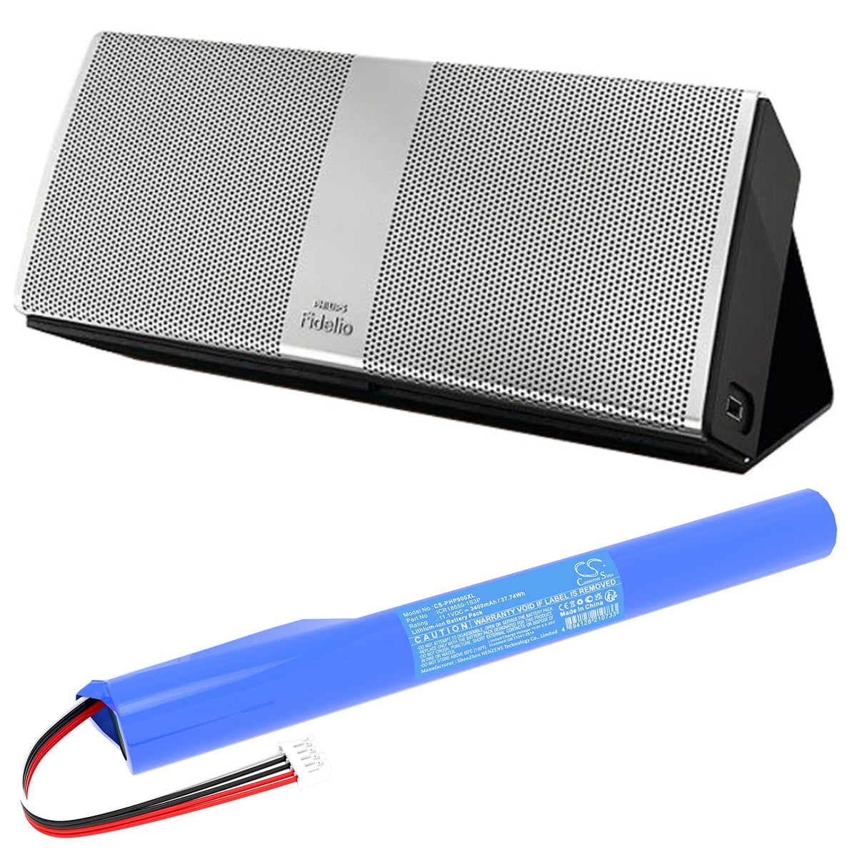 11.1V, Li-ion, 3400mAh, Batterie de haut-parleur compatible avec Philips, Fidelio P9, P9blk/98, 37.74Wh Haut-parleur Cameron Sino Technology Limited