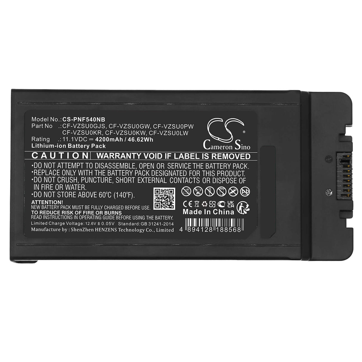 11.1v, Li-ion, 4200mah, Notebook Battery Fits Panasonic, Cf-54, 46.62wh Notebook, Laptop Cameron Sino Technology Limited