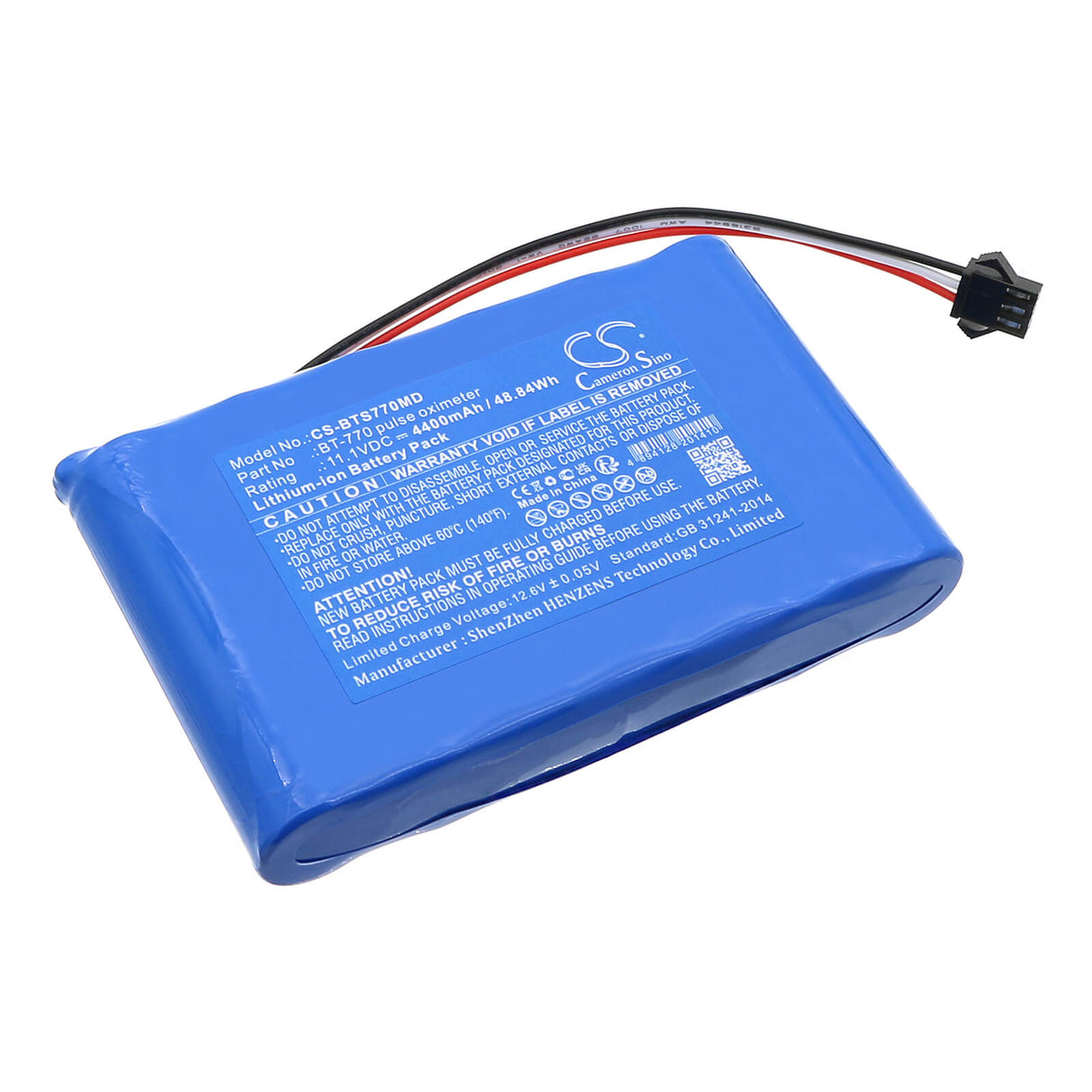 11.1V, Li-ion, 4400mAh, Batterie médicale compatible avec Bistos, Oxymètre de pouls Bt740, Oxymètre de pouls Bt-740, 48.84Wh Medical Cameron Sino Technology Limited (Médical)