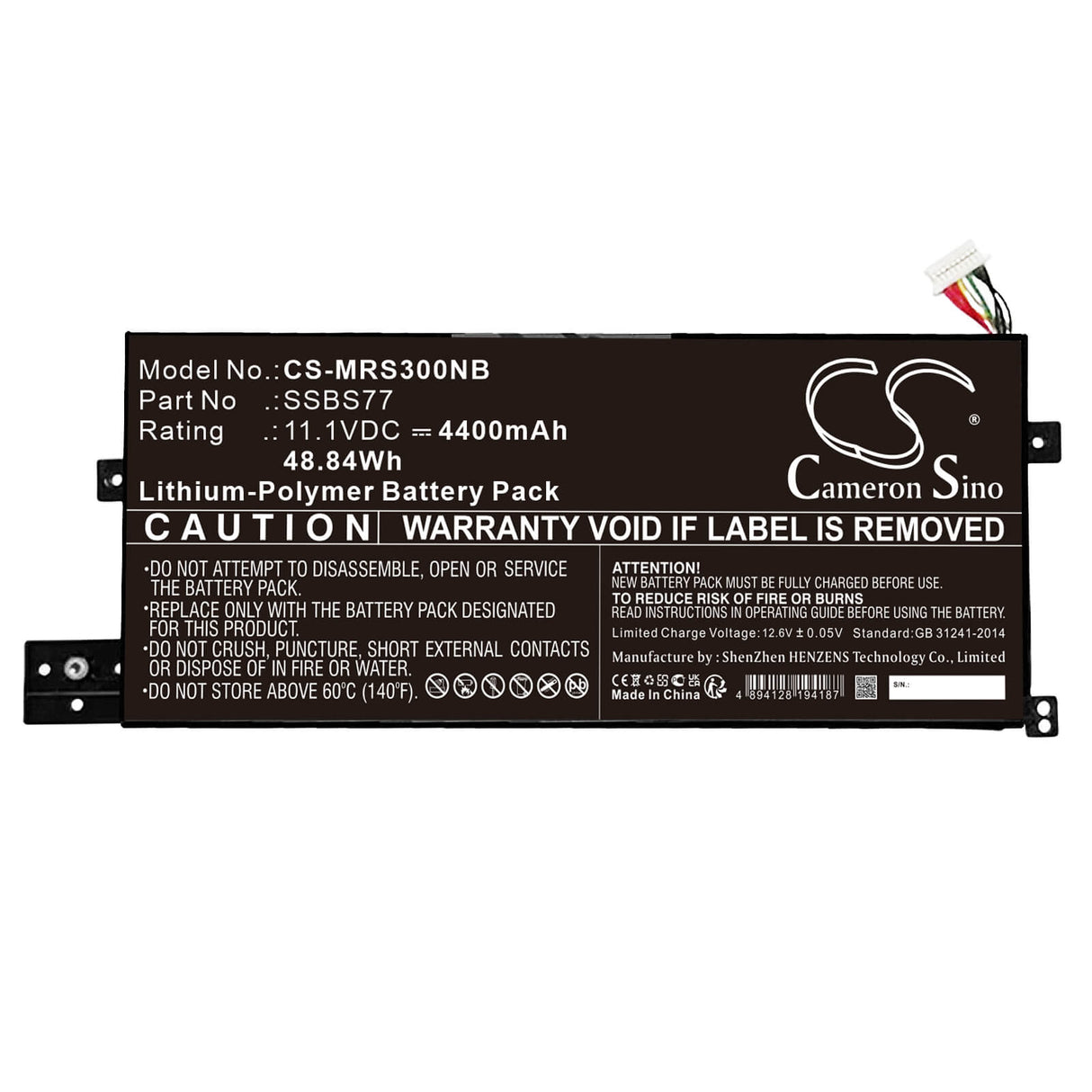 11.1v, Li-ion, 4400mah, Battery Fits Mechrevo, S3 Pro, 48.84wh Notebook, Laptop Cameron Sino Technology Limited
