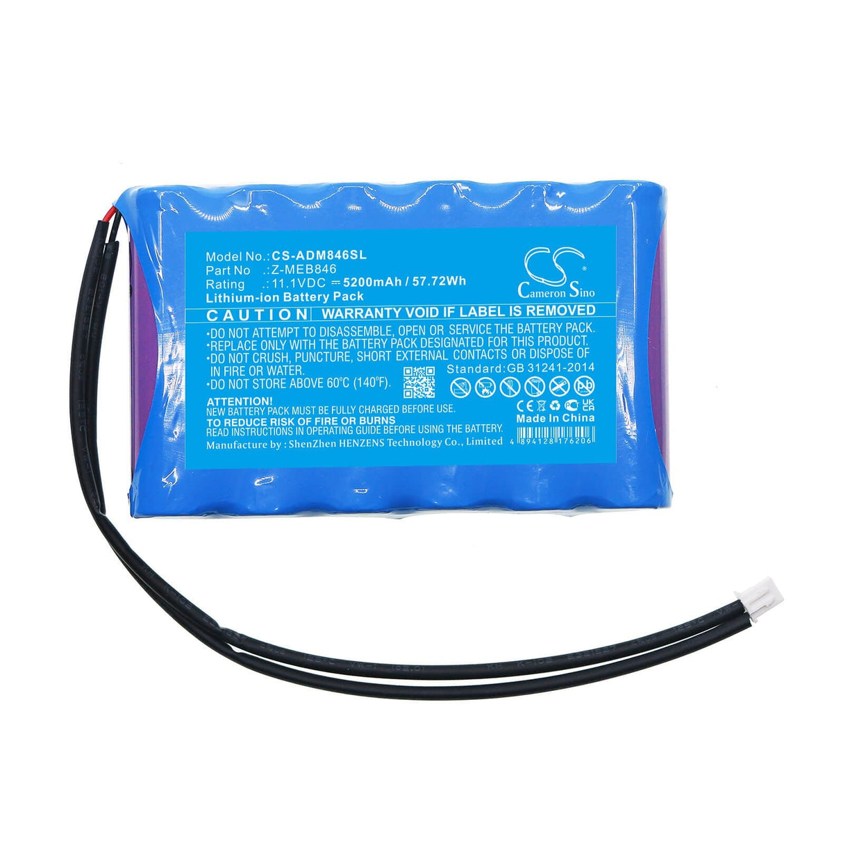 11.1V, Li-ion, 5200mAh, Lighting battery fits American Dj, Z-meb846, Mega Go Flood Par Ho, 57.72Wh Lighting & Studio Cameron Sino Technology Limited