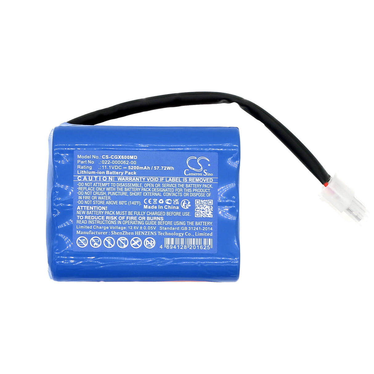11.1V, Li-ion, 5200mAh, Batterie médicale convient à Comen, 022-000062-00, Ax-600, 57.72Wh Médical Cameron Sino Technology Limited (Médical)