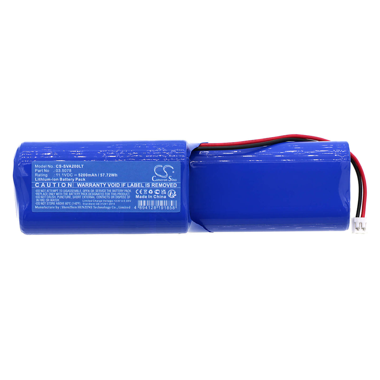 11.1V, Li-ion, 5200mAh, Batterie de lampe de poche compatible avec Scangrip, 3.5078, 3.5056, 3.5415, 57.72Wh Lampe de poche Cameron Sino Technology Limited