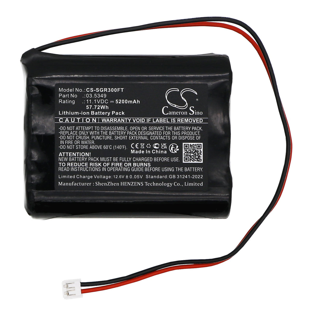 11.1V, Li-ion, 5200mAh, Flashlight battery fits Scangrip, Nova 3, Nova 4 K C+r, 57.72Wh Flashlight Cameron Sino Technology Limited