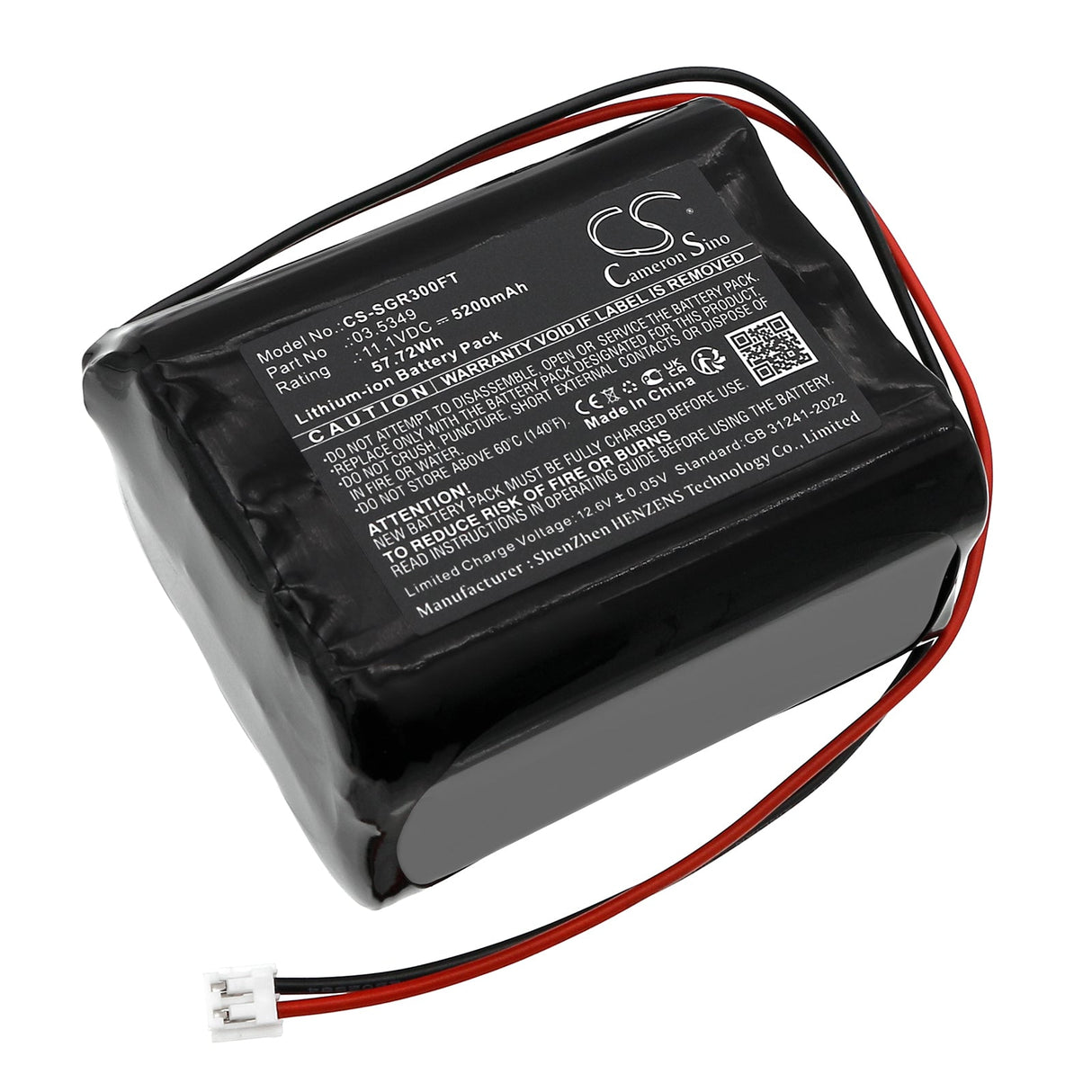 11.1V, Li-ion, 5200mAh, Flashlight battery fits Scangrip, Nova 3, Nova 4 K C+r, 57.72Wh Flashlight Cameron Sino Technology Limited