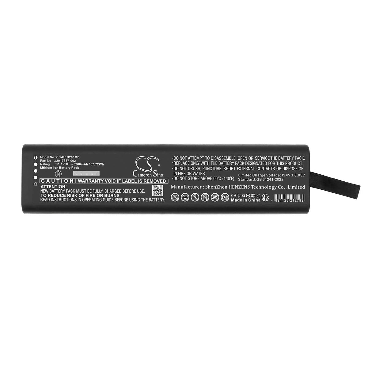 11.1V, Li-ion, 5200mAh, Medical battery fits Ge, B20 Healthcare, B30 Healthcare, 57.72Wh Medical Cameron Sino Technology Limited (Medical)