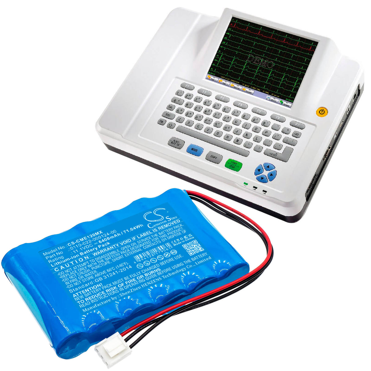 11.1V, Li-ion, 6400mAh, Medical battery fits Comen, 0110-022-000124-00, Cm-1200a Ecg, 71.04Wh Medical Cameron Sino Technology Limited (Medical)