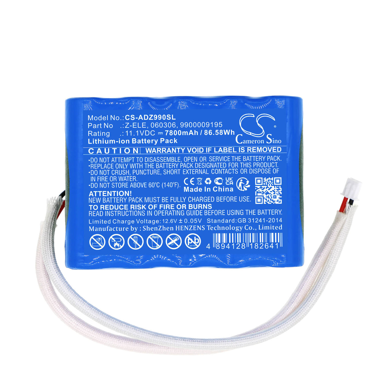 11.1V, Li-ion, 7800mAh, Lighting battery fits American Dj, 60306, Element, 86.58Wh Lighting & Studio Cameron Sino Technology Limited