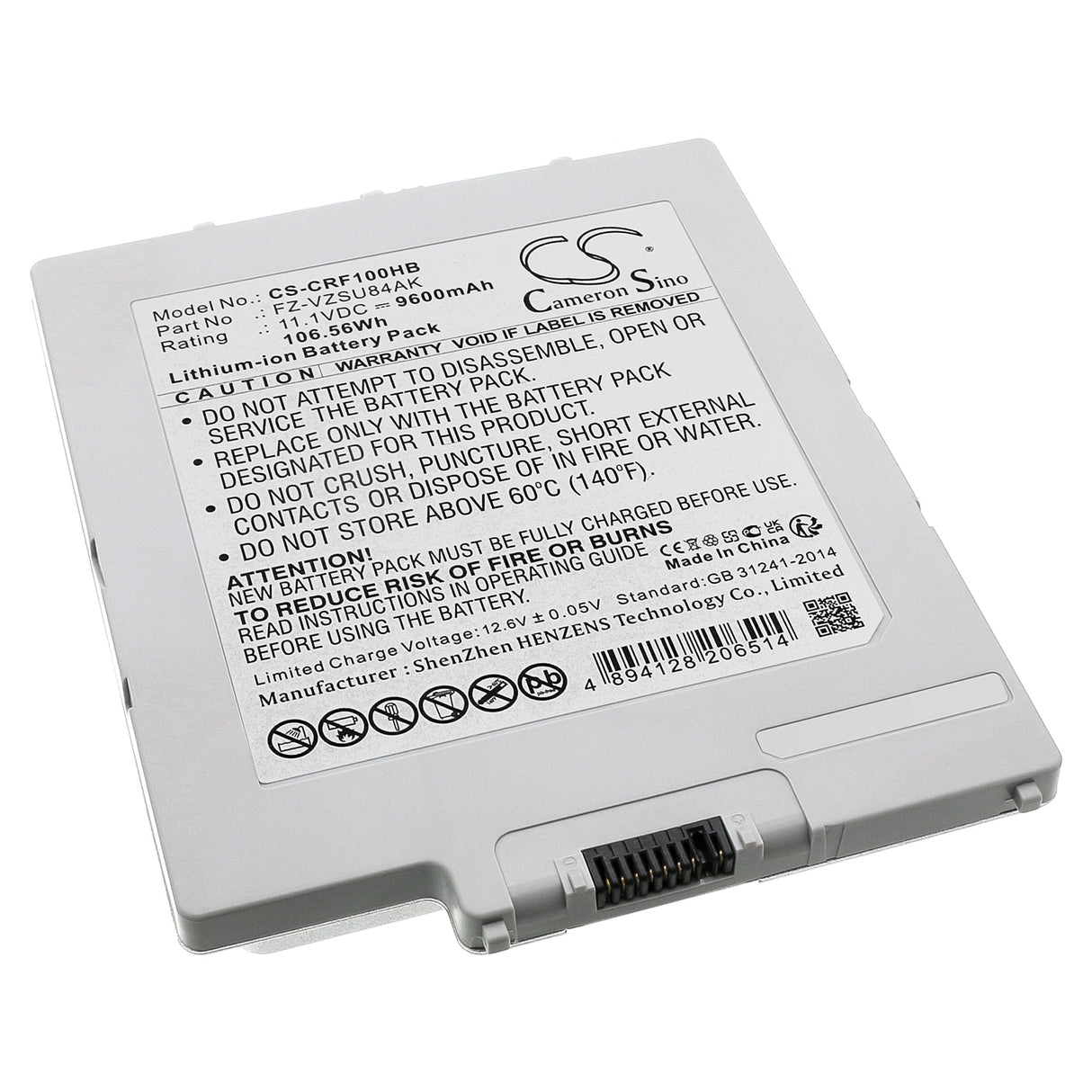 11.1V, Li-ion, 9600mAh Notebook, Laptop Battery fits Panasonic & Leica FZ-VZSU84AK, Cs35 Controller, 106.56Wh Notebook, Laptop Cameron Sino Technology Limited (Dangerous Goods)