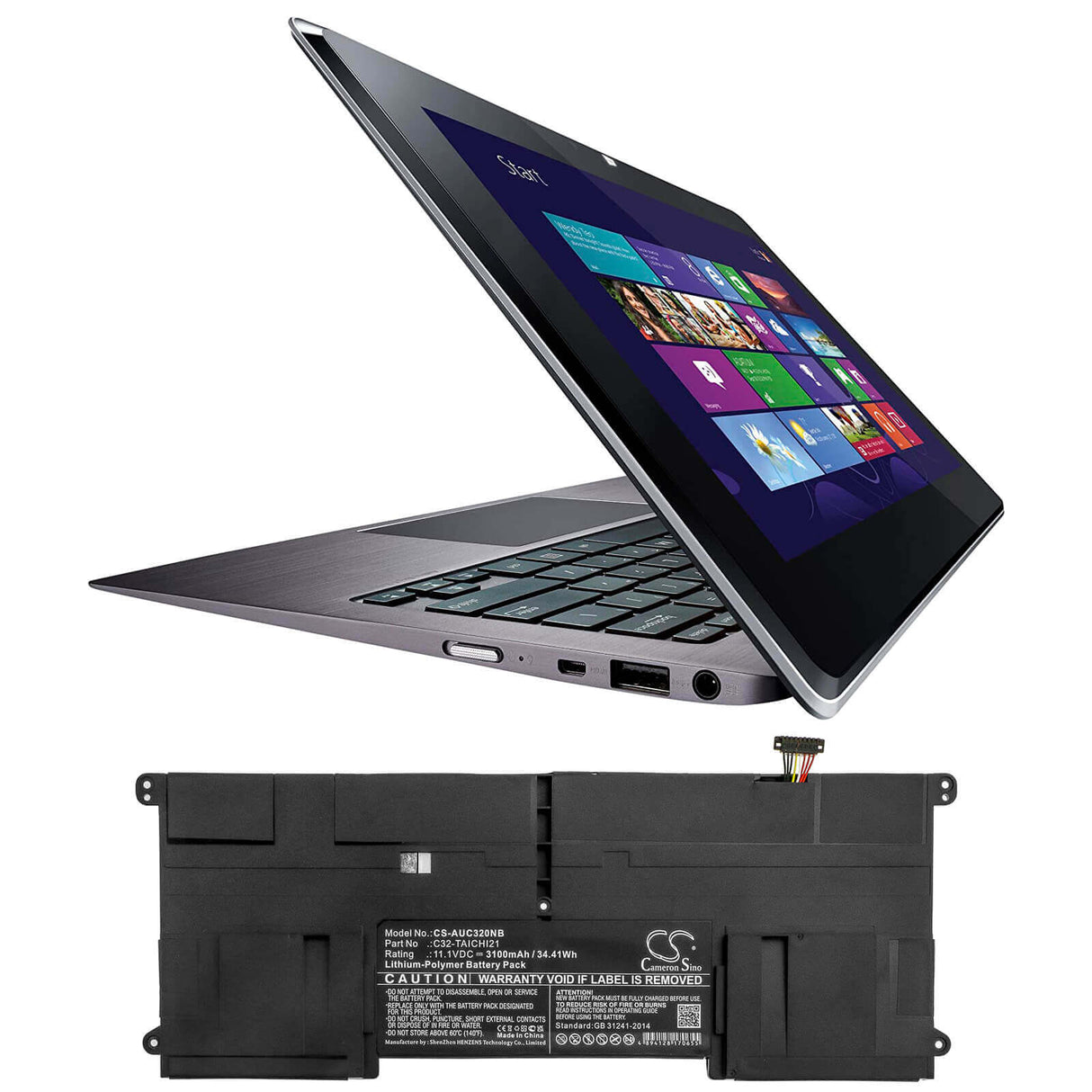 11.1v, Li-polymer, 3100mah, Battery Fit's Asus, Taichi 21, Taichi 21-cw001h, Taichi 21-cw001p, 34.41wh Notebook, Laptop Cameron Sino Technology Limited (Suspended)