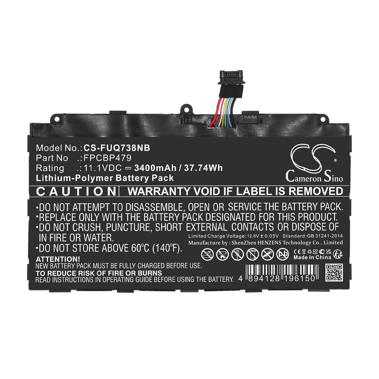 11.1v, Li-polymer, 3400mah, Battery Fits Fujitsu, Stylistic Q616, Stylistic Q665, 37.74wh Notebook, Laptop Cameron Sino Technology Limited