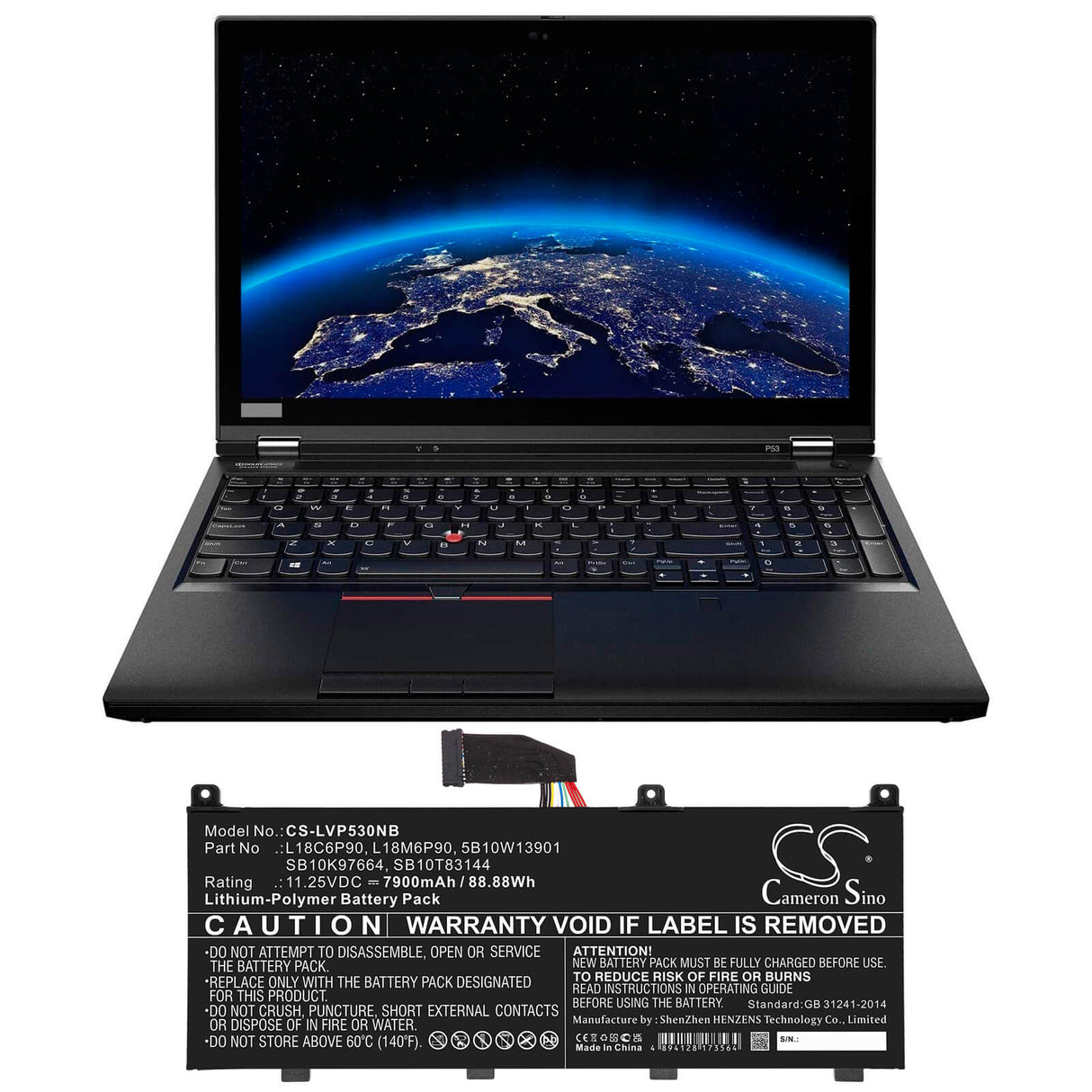 11.25v, 7900mah, Li-polymer Notebook battery Fit's Lenovo, Thinkpad P53, 88.88wh Notebook, Laptop Cameron Sino Technology Limited