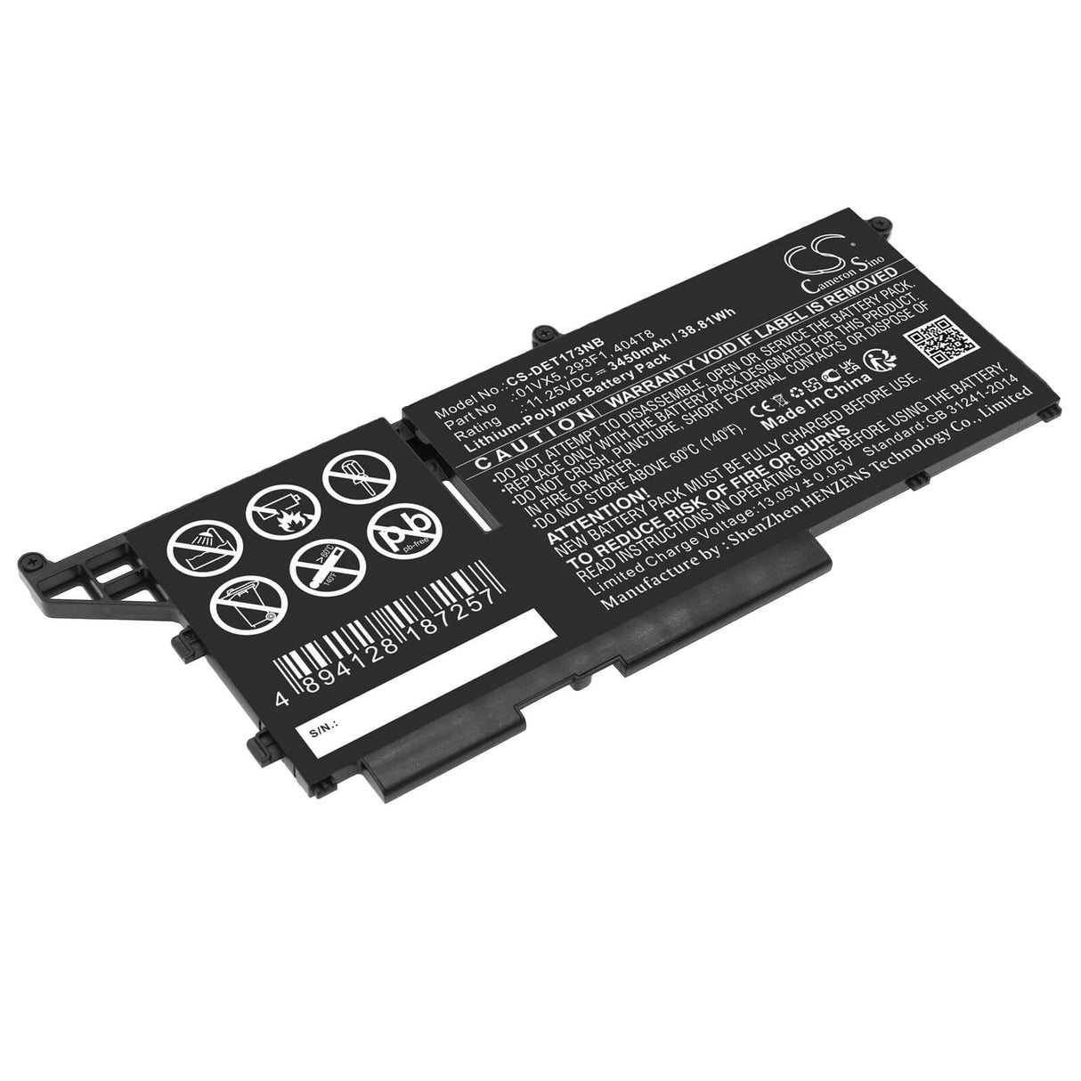 11.25v, Li-polymer, 3450mah, Battery Fits Dell, Latitude 13 7330, Latitude 7330 Rugged Extreme, 38.81wh Notebook, Laptop Cameron Sino Technology Limited